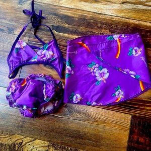 NWOT 6 mo. Kalena Fashions of Hawaii baby girl tropical print swimsuit & sarong